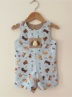 HAUTE BABY EUC Boys Dog Print Appliqué Jon Jon